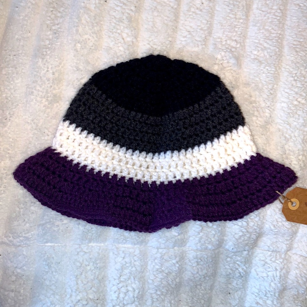 Handmade crochet asexual pride bucket hat